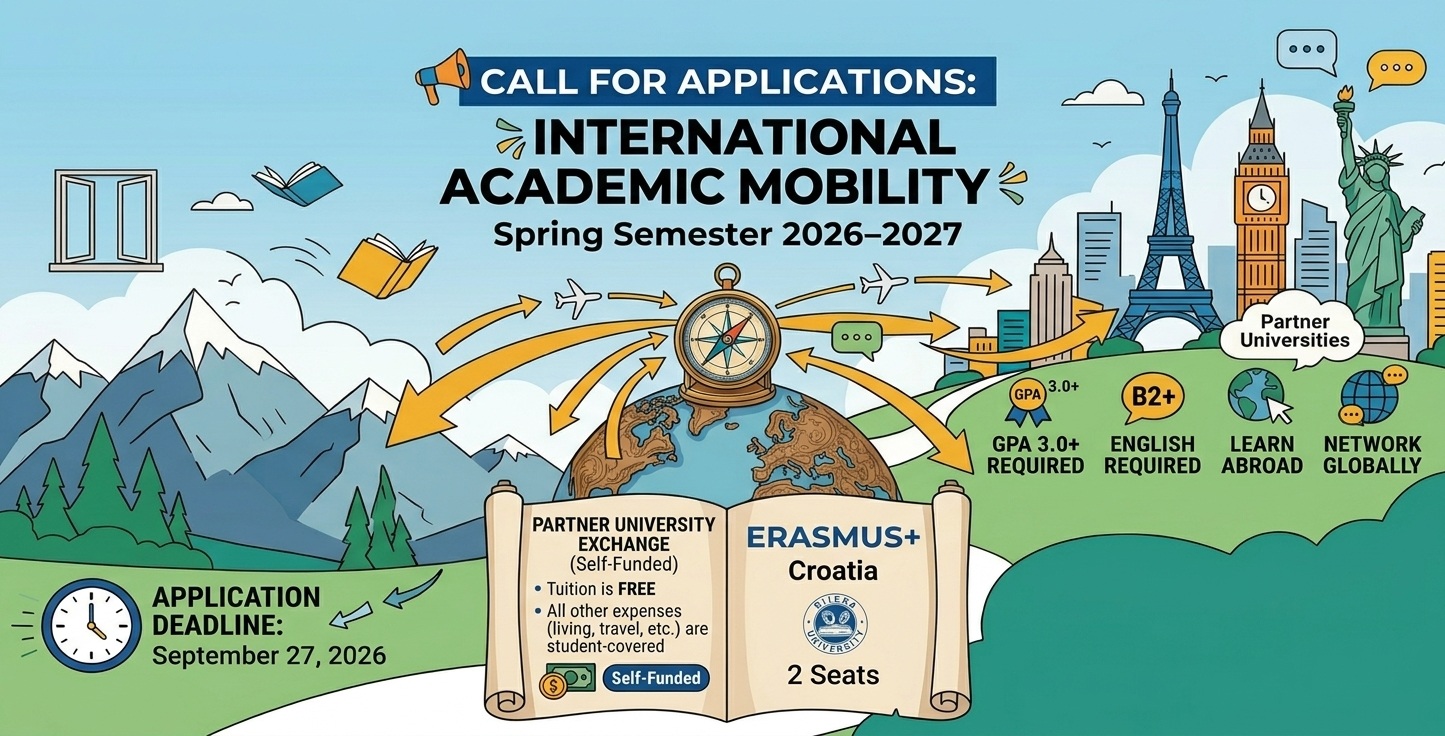 Call for Applications: International Academic Mobility Programs for Spring Semester 2026–2027